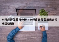 小程序开发费用分析（小程序开发费用表含价格版格版）