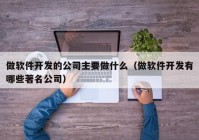 做软件开发的公司主要做什么（做软件开发有哪些著名公司）